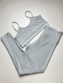 Conjunto Micro Canelado - Bicolor Cinza/Branco