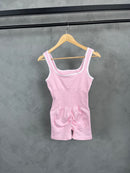 Macaquinho Canelado Premium - Com Bojo - Com Empina Bumbum - Rosa Claro