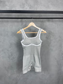 Macaquinho Canelado Premium - Com Bojo - Com Empina Bumbum - Cinza