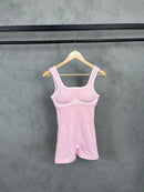 Macaquinho Canelado Premium - Com Bojo - Com Empina Bumbum - Rosa Claro