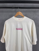 Camisetão fitness over - Off White/Rosa