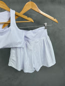 Conjunto Top + Short Duplo com bolso - Branco